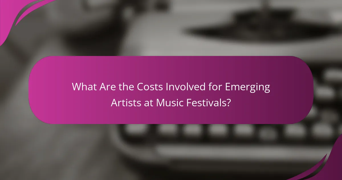 What Are the Costs Involved for Emerging Artists at Music Festivals?