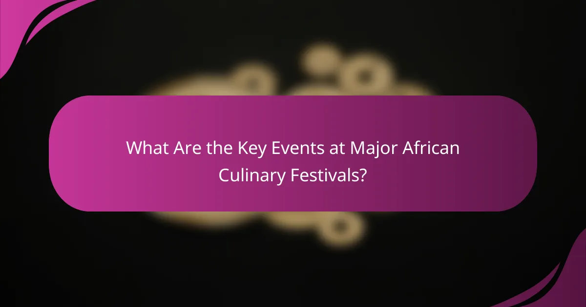 What Are the Key Events at Major African Culinary Festivals?