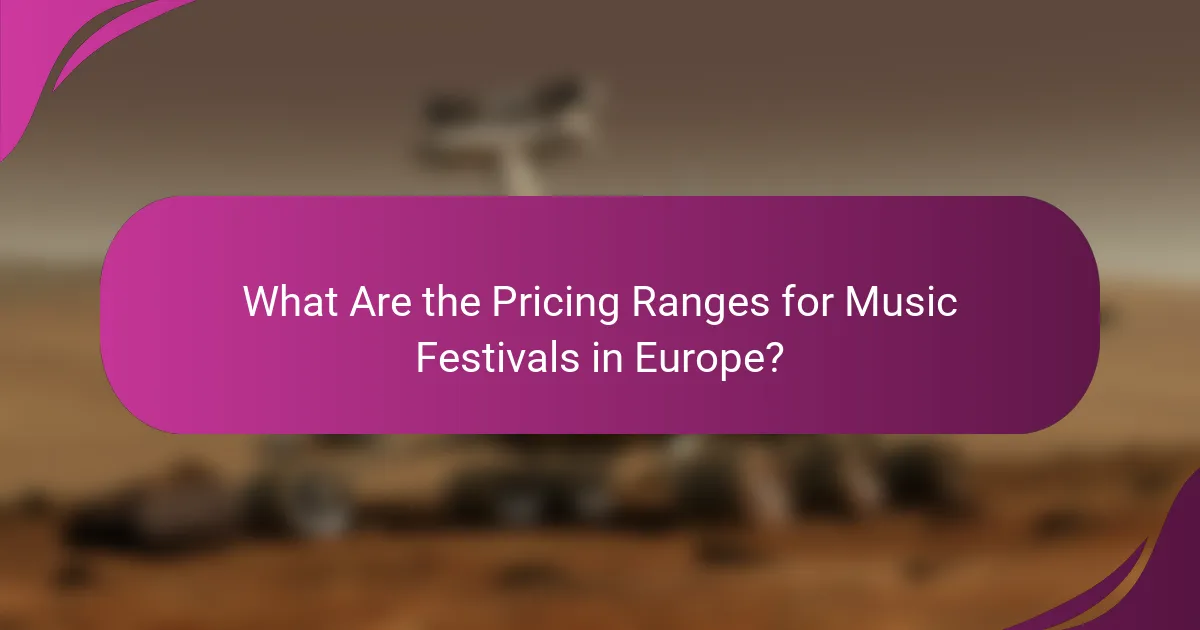 What Are the Pricing Ranges for Music Festivals in Europe?