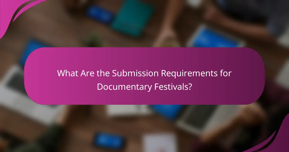 What Are the Submission Requirements for Documentary Festivals?